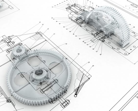 mechanical sketch with gears